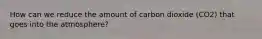 How can we reduce the amount of carbon dioxide (CO2) that goes into the atmosphere?