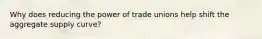 Why does reducing the power of trade unions help shift the aggregate supply curve?