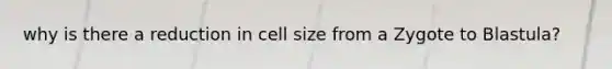 why is there a reduction in cell size from a Zygote to Blastula?