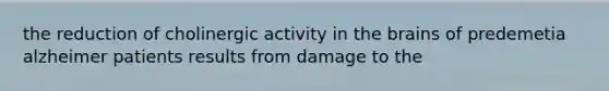 the reduction of cholinergic activity in the brains of predemetia alzheimer patients results from damage to the