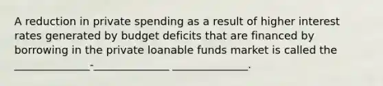 A reduction in private spending as a result of higher interest rates generated by budget deficits that are financed by borrowing in the private loanable funds market is called the ______________-______________ ______________.