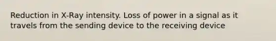 Reduction in X-Ray intensity. Loss of power in a signal as it travels from the sending device to the receiving device