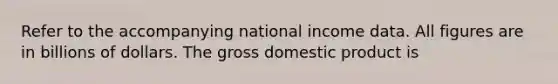 Refer to the accompanying national income data. All figures are in billions of dollars. The gross domestic product is