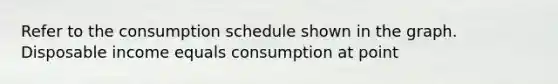 Refer to the consumption schedule shown in the graph. Disposable income equals consumption at point