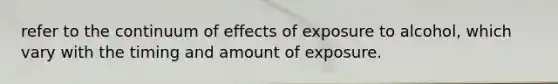 refer to the continuum of effects of exposure to alcohol, which vary with the timing and amount of exposure.