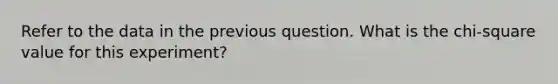 Refer to the data in the previous question. What is the chi-square value for this experiment?
