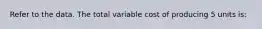 Refer to the data. The total variable cost of producing 5 units is: