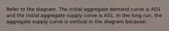 Refer to the diagram. The initial aggregate demand curve is AD1 and the initial aggregate supply curve is AS1. In the long run, the aggregate supply curve is vertical in the diagram because: