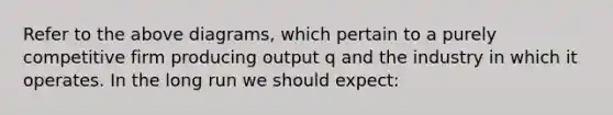 Refer to the above diagrams, which pertain to a purely competitive firm producing output q and the industry in which it operates. In the long run we should expect: