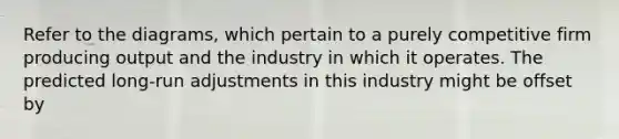 Refer to the diagrams, which pertain to a purely competitive firm producing output and the industry in which it operates. The predicted long-run adjustments in this industry might be offset by