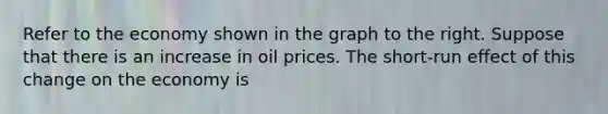 Refer to the economy shown in the graph to the right. Suppose that there is an increase in oil prices. The​ short-run effect of this change on the economy is