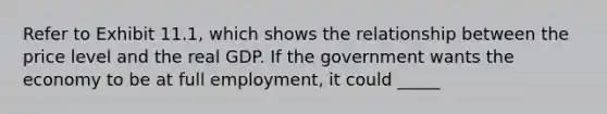 Refer to Exhibit 11.1, which shows the relationship between the price level and the real GDP. If the government wants the economy to be at full employment, it could _____