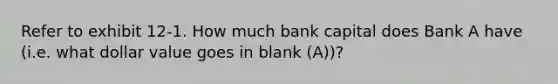 Refer to exhibit 12-1. How much bank capital does Bank A have (i.e. what dollar value goes in blank (A))?