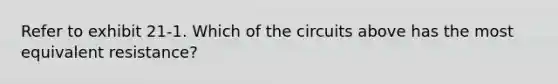 Refer to exhibit 21-1. Which of the circuits above has the most equivalent resistance?