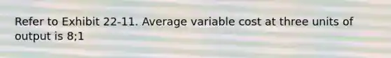 Refer to Exhibit 22-11. Average variable cost at three units of output is 8;1