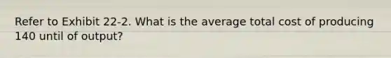 Refer to Exhibit 22-2. What is the average total cost of producing 140 until of output?