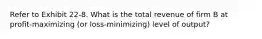 Refer to Exhibit 22-8. What is the total revenue of firm B at profit-maximizing (or loss-minimizing) level of output?