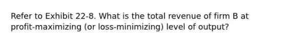 Refer to Exhibit 22-8. What is the total revenue of firm B at profit-maximizing (or loss-minimizing) level of output?