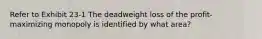 Refer to Exhibit 23-1 The deadweight loss of the profit-maximizing monopoly is identified by what area?