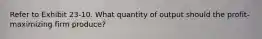 Refer to Exhibit 23-10. What quantity of output should the profit-maximizing firm produce?