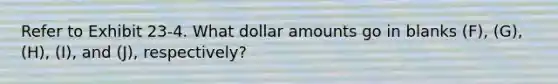 Refer to Exhibit 23-4. What dollar amounts go in blanks (F), (G), (H), (I), and (J), respectively?