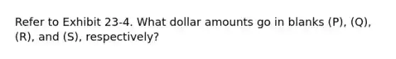 Refer to Exhibit 23-4. What dollar amounts go in blanks (P), (Q), (R), and (S), respectively?