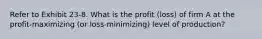 Refer to Exhibit 23-8. What is the profit (loss) of firm A at the profit-maximizing (or loss-minimizing) level of production?