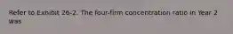 Refer to Exhibit 26-2. The four-firm concentration ratio in Year 2 was