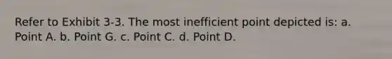 ​Refer to Exhibit 3-3. The most inefficient point depicted is: a. ​Point A. b. ​Point G. c. ​Point C. d. ​Point D.