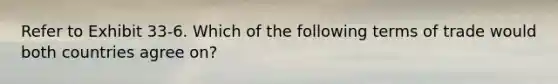 Refer to Exhibit 33-6. Which of the following terms of trade would both countries agree on?