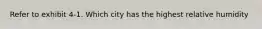 Refer to exhibit 4-1. Which city has the highest relative humidity