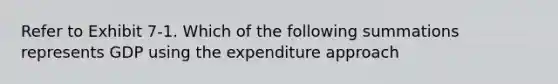 Refer to Exhibit 7-1. Which of the following summations represents GDP using the expenditure approach