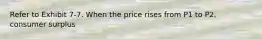 Refer to Exhibit 7-7. When the price rises from P1 to P2, consumer surplus