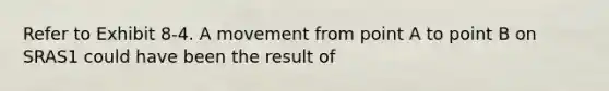 Refer to Exhibit 8-4. A movement from point A to point B on SRAS1 could have been the result of