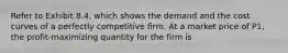 Refer to Exhibit 8.4, which shows the demand and the cost curves of a perfectly competitive firm. At a market price of P1, the profit-maximizing quantity for the firm is