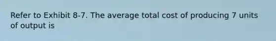 Refer to Exhibit 8-7. The average total cost of producing 7 units of output is