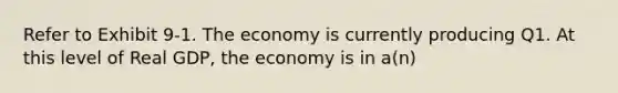 Refer to Exhibit 9-1. The economy is currently producing Q1. At this level of Real GDP, the economy is in a(n)