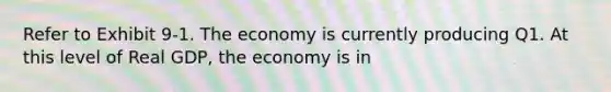 Refer to Exhibit 9-1. The economy is currently producing Q1. At this level of Real GDP, the economy is in