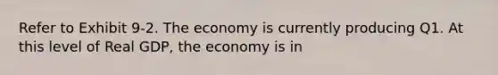 Refer to Exhibit 9-2. The economy is currently producing Q1. At this level of Real GDP, the economy is in