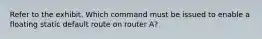 Refer to the exhibit. Which command must be issued to enable a floating static default route on router A?