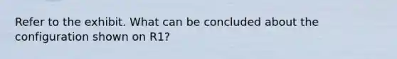 Refer to the exhibit. What can be concluded about the configuration shown on R1?