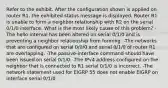 Refer to the exhibit. After the configuration shown is applied on router R1, the exhibited status message is displayed. Router R1 is unable to form a neighbor relationship with R2 on the serial 0/1/0 interface. What is the most likely cause of this problem? -The hello interval has been altered on serial 0/1/0 and is preventing a neighbor relationship from forming. -The networks that are configured on serial 0/0/0 and serial 0/1/0 of router R1 are overlapping. -The passive-interface command should have been issued on serial 0/1/0. -The IPv4 address configured on the neighbor that is connected to R1 serial 0/1/0 is incorrect. -The network statement used for EIGRP 55 does not enable EIGRP on interface serial 0/1/0.