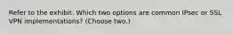 Refer to the exhibit. Which two options are common IPsec or SSL VPN implementations? (Choose two.)