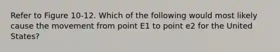 Refer to Figure 10-12. Which of the following would most likely cause the movement from point E1 to point e2 for the United States?