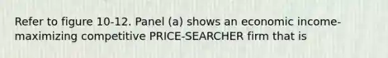 Refer to figure 10-12. Panel (a) shows an economic income-maximizing competitive PRICE-SEARCHER firm that is