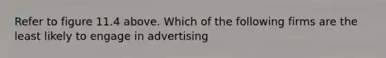 Refer to figure 11.4 above. Which of the following firms are the least likely to engage in advertising