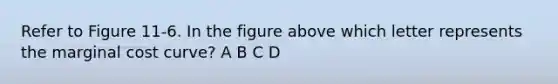 Refer to Figure 11-6. In the figure above which letter represents the marginal cost curve? A B C D