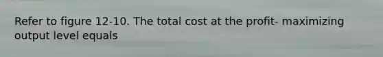 Refer to figure 12-10. The total cost at the profit- maximizing output level equals