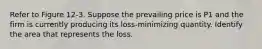 Refer to Figure 12-3. Suppose the prevailing price is P1 and the firm is currently producing its loss-minimizing quantity. Identify the area that represents the loss.