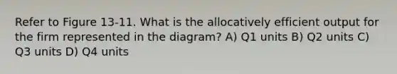 Refer to Figure 13-11. What is the allocatively efficient output for the firm represented in the diagram? A) Q1 units B) Q2 units C) Q3 units D) Q4 units